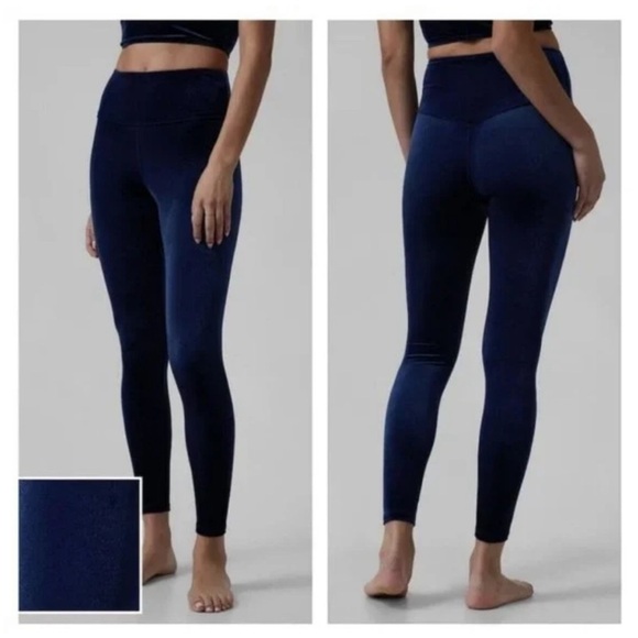 Athleta Women's Blue Elation Velvet Tight Legging Size Small yoga pilates - Picture 2 of 7